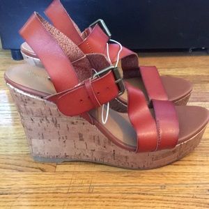 Cognac Strappy, Wedge Platform Sandal